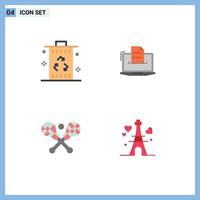 User Interface Pack of 4 Basic Flat Icons of bin resume power business web Editable Vector Design Elements