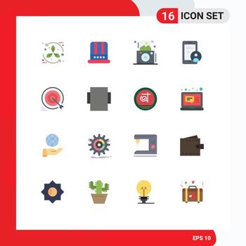 16 User Interface Flat Color Pack of modern Signs and Symbols of darts security usa secure polaroid Editable Pack of Creative Vector Design Elements