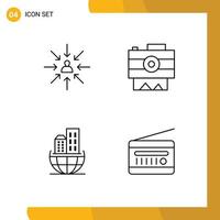 Modern Set of 4 Filledline Flat Colors and symbols such as candidate global organization focus photography business Editable Vector Design Elements