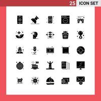 Set of 25 Modern UI Icons Symbols Signs for food remote islam game pad mac Editable Vector Design Elements