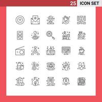 User Interface Pack of 25 Basic Lines of mobile game student fun magnetic Editable Vector Design Elements