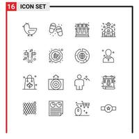 16 Creative Icons Modern Signs and Symbols of headset wedding lab marriage chapel Editable Vector Design Elements