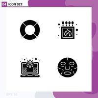 Group of 4 Modern Solid Glyphs Set for float setting camping box beauty Editable Vector Design Elements