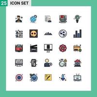 25 Thematic Vector Filled line Flat Colors and Editable Symbols of making website skills profile resume job Editable Vector Design Elements