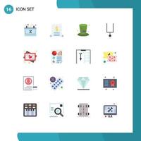 Modern Set of 16 Flat Colors and symbols such as love frame cap tuning fork instrument Editable Pack of Creative Vector Design Elements