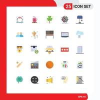 Universal Icon Symbols Group of 25 Modern Flat Colors of lamp progress patrick process data Editable Vector Design Elements