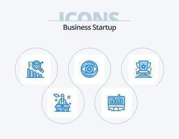 Business Startup Blue Icon Pack 5 Icon Design. cup. vision. web. money. business vector