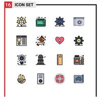 Flat Color Filled Line Pack of 16 Universal Symbols of developer app sale notice api globe Editable Creative Vector Design Elements