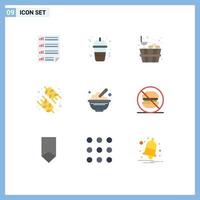 9 Flat Color concept for Websites Mobile and Apps food bowl bucket rice food Editable Vector Design Elements