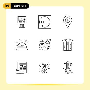 conjunto de 9 9 vector contornos en cuadrícula para más navegación dispositivos mapa hardware editable vector diseño elementos