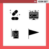 4 Creative Icons Modern Signs and Symbols of medicine studio science presentation country Editable Vector Design Elements