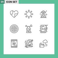 Set of 9 Modern UI Icons Symbols Signs for shield festival symbols christmas kitchen scale Editable Vector Design Elements