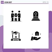 Set of Modern UI Icons Symbols Signs for business bank partnership grave building Editable Vector Design Elements