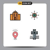 User Interface Pack of 4 Basic Filledline Flat Colors of building location interface dart camping Editable Vector Design Elements