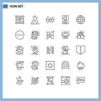 25 Thematic Vector Lines and Editable Symbols of password geography sea education cosmetics Editable Vector Design Elements