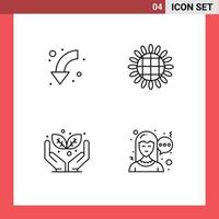 4 Thematic Vector Filledline Flat Colors and Editable Symbols of arrow green left sunflower save the world Editable Vector Design Elements