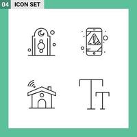 Set of 4 Modern UI Icons Symbols Signs for decoration wifi tower error signal Editable Vector Design Elements