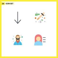 Modern Set of 4 Flat Icons Pictograph of arrow nurse dropper female girl Editable Vector Design Elements