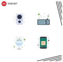 4 Universal Flat Icons Set for Web and Mobile Applications audio sink sound hardware mirror Editable Vector Design Elements