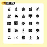 Set of 25 Commercial Solid Glyphs pack for creative location spring track google Editable Vector Design Elements