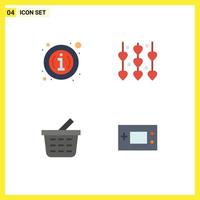 Universal Icon Symbols Group of 4 Modern Flat Icons of about checkout information valentines day devices Editable Vector Design Elements