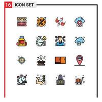 Set of 16 Modern UI Icons Symbols Signs for gps cloud spacecraft pin alien Editable Creative Vector Design Elements