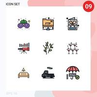 Set of 9 Modern UI Icons Symbols Signs for trend forecasting coffee shop forecast telescope Editable Vector Design Elements