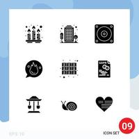 9 User Interface Solid Glyph Pack of modern Signs and Symbols of drawer training electric motivation career Editable Vector Design Elements