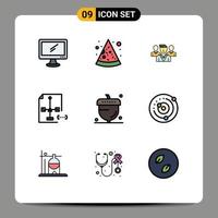 9 Creative Icons Modern Signs and Symbols of acorn document staff development coding Editable Vector Design Elements