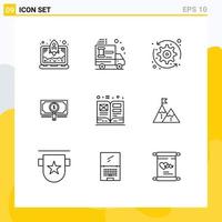 9 Creative Icons Modern Signs and Symbols of art loan arrows search money Editable Vector Design Elements