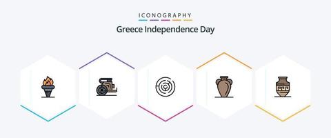 Greece Independence Day 25 FilledLine icon pack including nation. greece. prince. culture. labyrinth vector