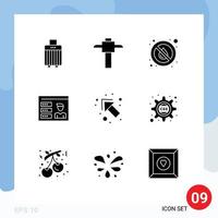 Pack of 9 creative Solid Glyphs of left arrow rain id profile Editable Vector Design Elements