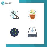 User Interface Pack of 4 Basic Flat Icons of search medicine judge investment download Editable Vector Design Elements