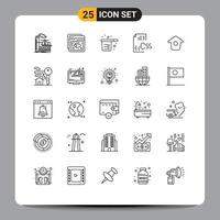 Universal Icon Symbols Group of 25 Modern Lines of development css web coding cups Editable Vector Design Elements