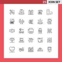 Set of 25 Vector Lines on Grid for computer data game change hardware Editable Vector Design Elements