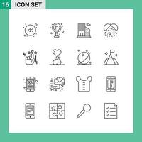 Universal Icon Symbols Group of 16 Modern Outlines of broken marketing office stare party Editable Vector Design Elements