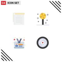 4 Creative Icons Modern Signs and Symbols of student identity card student notes holiday heart Editable Vector Design Elements