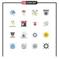 16 Creative Icons Modern Signs and Symbols of cocktail beach celebrate security camera Editable Pack of Creative Vector Design Elements