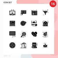 Modern Set of 16 Solid Glyphs and symbols such as web seo hardware sort filter Editable Vector Design Elements