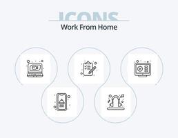 Work From Home Line Icon Pack 5 Icon Design. business. advertisement. meeting. communication. video vector