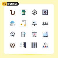 Flat Color Pack of 16 Universal Symbols of career path lock note box learning Editable Pack of Creative Vector Design Elements