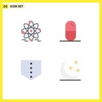 Universal Icon Symbols Group of 4 Modern Flat Icons of atom half dope tablets moon Editable Vector Design Elements