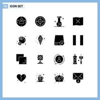 Set of 16 Modern UI Icons Symbols Signs for money gross biology finance place Editable Vector Design Elements