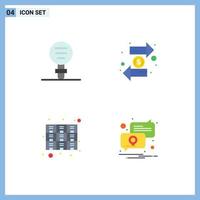 Group of 4 Modern Flat Icons Set for biology interchange laboratory duty drawer Editable Vector Design Elements