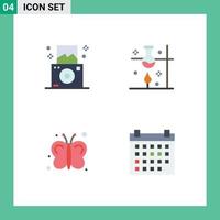 Stock Vector Icon Pack of 4 Line Signs and Symbols for camera fly laboratory science experiment farming Editable Vector Design Elements