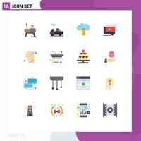 Universal Icon Symbols Group of 16 Modern Flat Colors of imagination head creative presentation tutorial Editable Pack of Creative Vector Design Elements