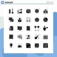 Pack of 25 creative Solid Glyphs of setting business solution course webinar Editable Vector Design Elements