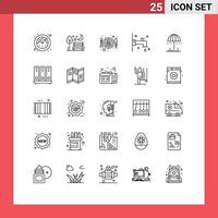 Editable Vector Line Pack of 25 Simple Lines of weather rain egg water faucet Editable Vector Design Elements