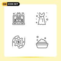 User Interface Pack of 4 Basic Filledline Flat Colors of creative setting setting frock money Editable Vector Design Elements