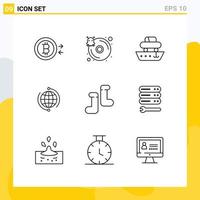 Pack of 9 Modern Outlines Signs and Symbols for Web Print Media such as internet connection cargo connect globe Editable Vector Design Elements